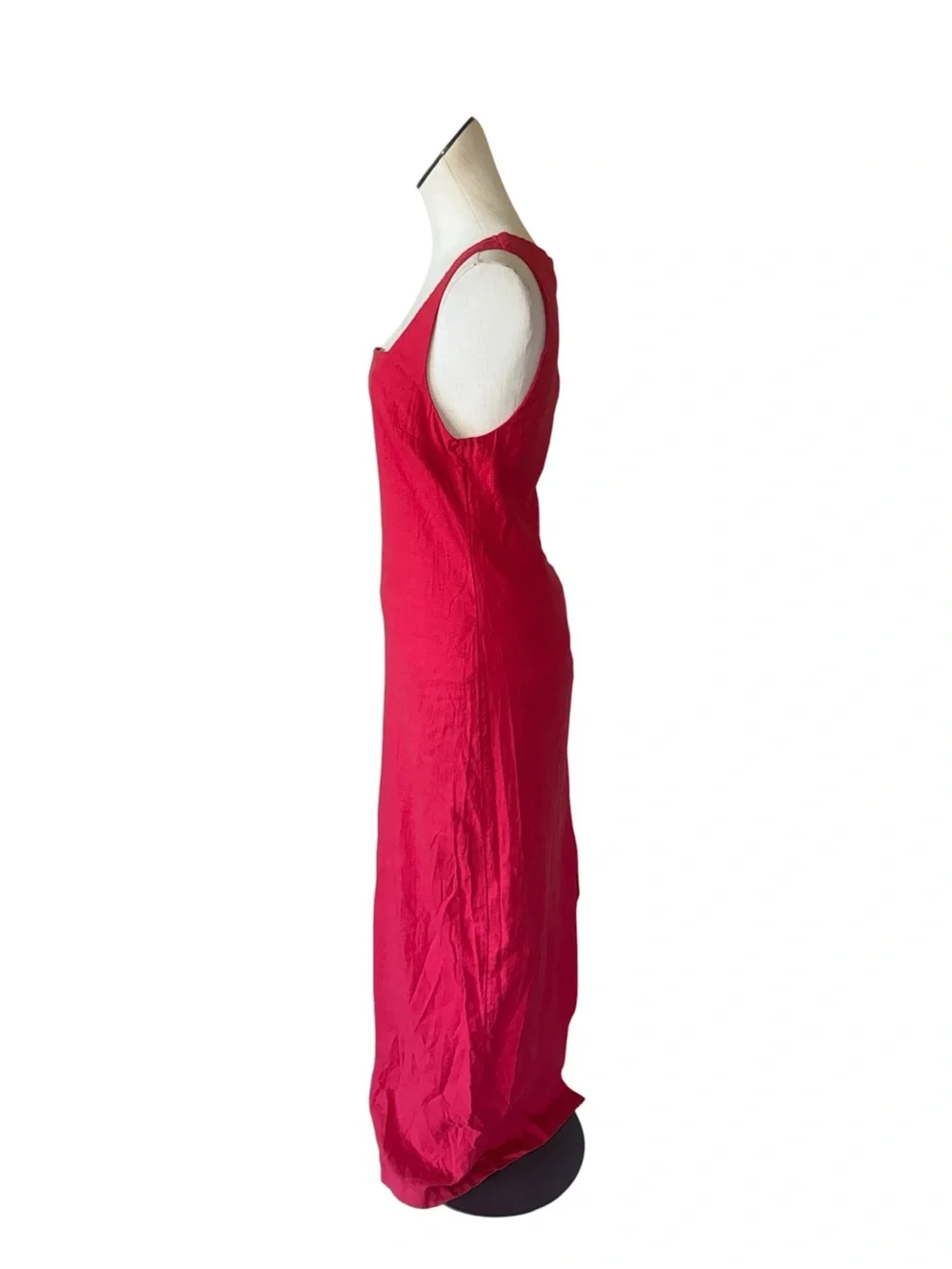 NWOT Abercrombie & Fitch Red Sheath Maxi Dress Sleeveless Square Neck Linen ST